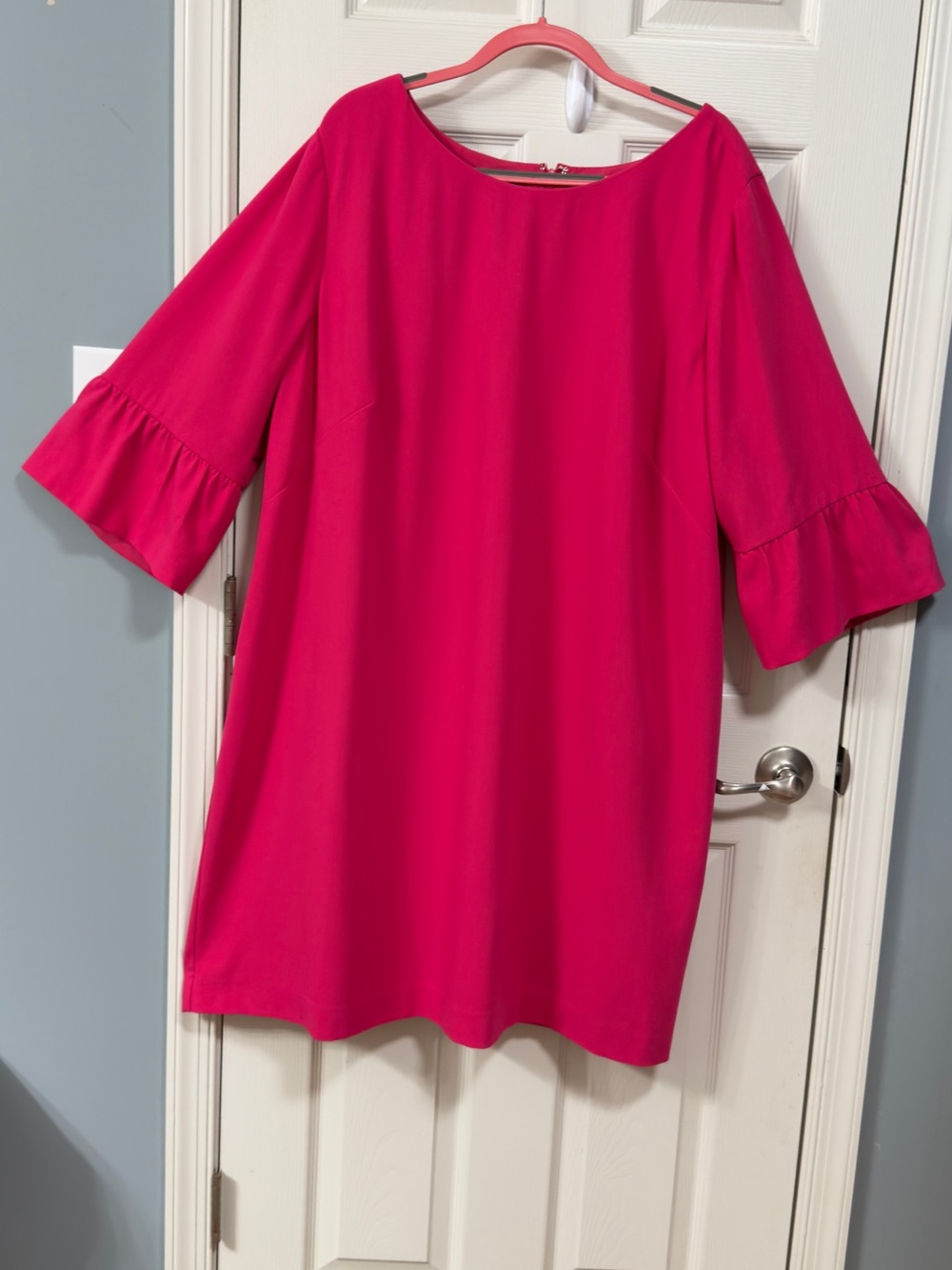 Talbots Hot Pink Ruffle Sleeve Shift Dress